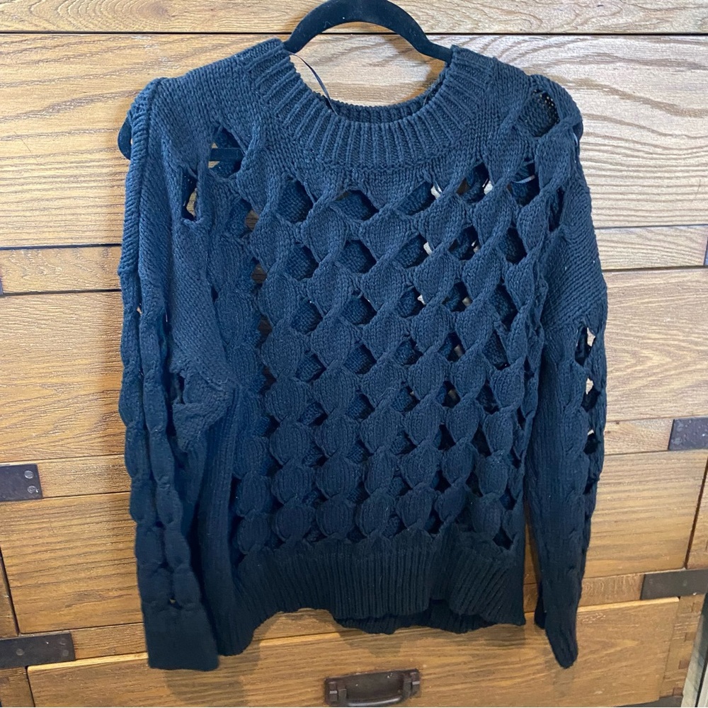 HYFVE Black Knit Sweater with Cutouts